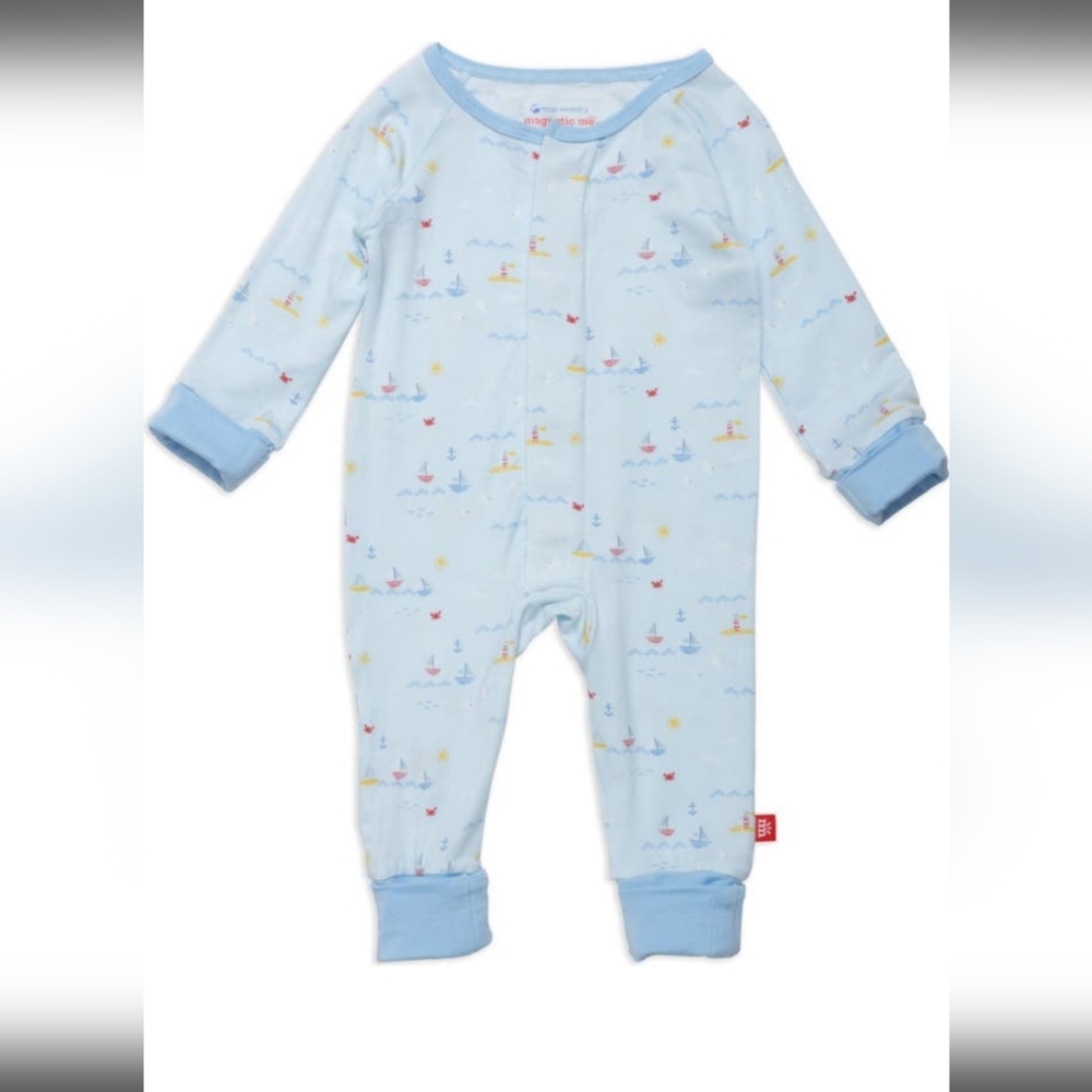 Magnetic Me Light Blue Sailboat Footie
